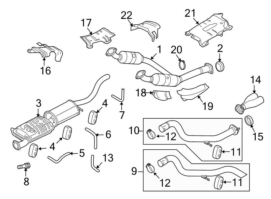 Diagram EXHAUST SYSTEM. EXHAUST COMPONENTS. for your 2007 Lincoln MKZ   