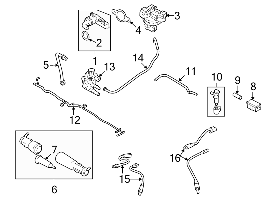 Diagram EMISSION SYSTEM. EMISSION COMPONENTS. for your 2014 Ford Fusion   