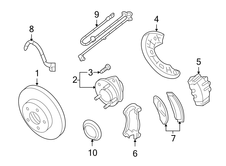 Diagram Front suspension. Brake components. for your Ford E-150 Econoline Club Wagon  