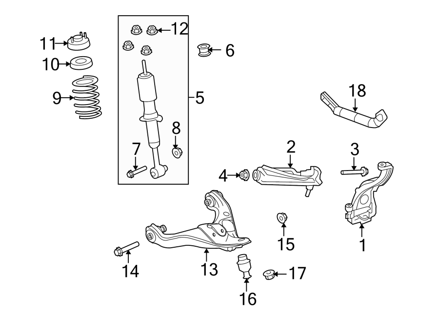 Diagram FRONT SUSPENSION. SUSPENSION COMPONENTS. for your 2018 Ford F-150 3.0L Power-Stroke V6 DIESEL A/T 4WD Platinum Crew Cab Pickup Fleetside 