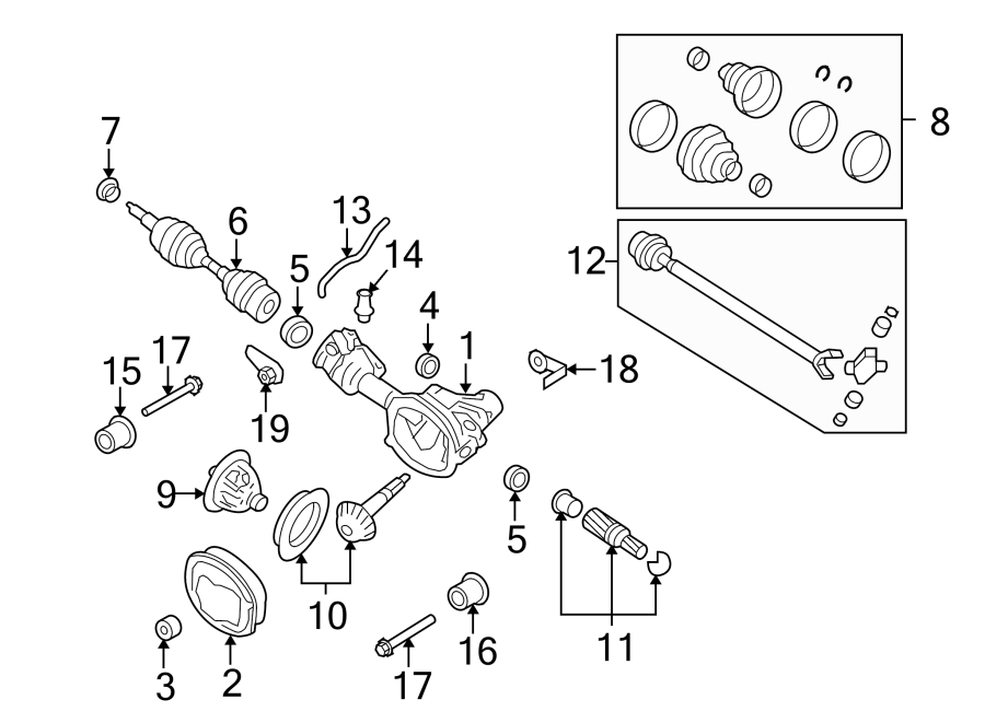 Diagram FRONT SUSPENSION. CARRIER & FRONT AXLES. for your 1993 Ford Ranger   