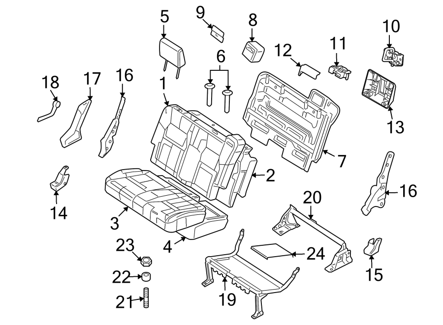 Diagram SEATS & TRACKS. REAR SEAT COMPONENTS. for your 2012 Lincoln MKZ   