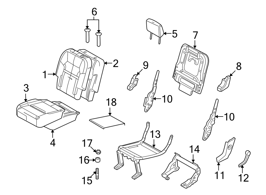 Diagram SEATS & TRACKS. REAR SEAT COMPONENTS. for your 2012 Lincoln MKZ   