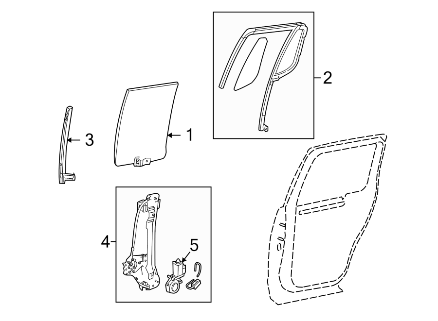 Diagram REAR DOOR. GLASS & HARDWARE. for your 2013 Ford Escape   