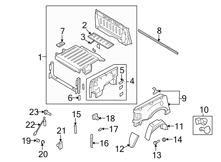 Diagram PICK UP BOX COMPONENTS. for your 2018 Lincoln MKZ   