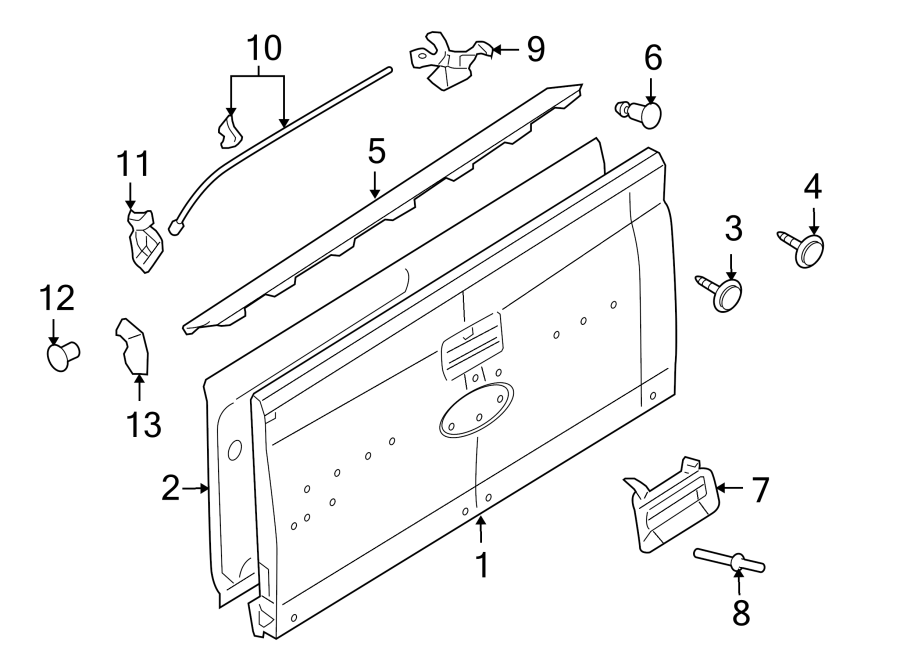 Diagram PICK UP BOX. TAIL GATE. for your 2012 Ford F-150 5.0L V8 FLEX A/T 4WD XLT Standard Cab Pickup Fleetside 