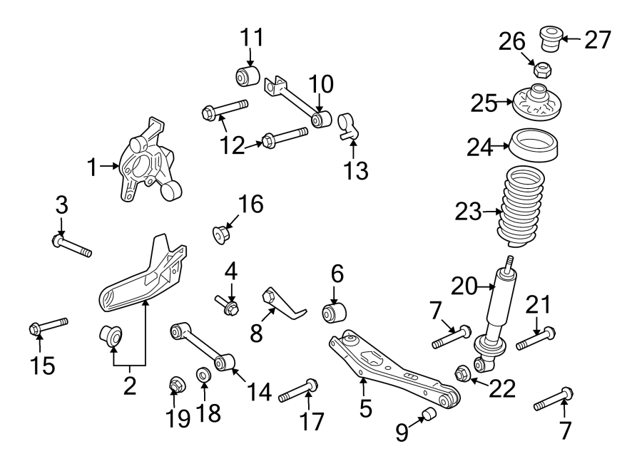 Diagram REAR SUSPENSION. SUSPENSION COMPONENTS. for your 2017 Lincoln MKZ Reserve Hybrid Sedan  