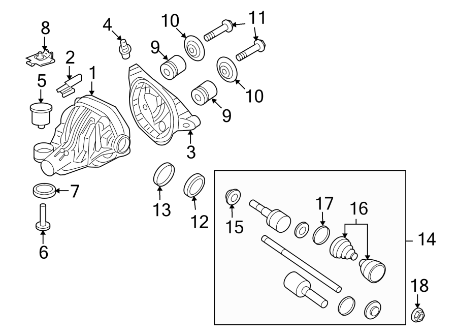 Diagram REAR SUSPENSION. AXLE HOUSING. for your 2017 Lincoln MKZ   