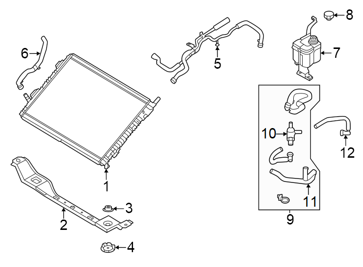 Diagram Radiator & components. for your Ford F-150 Lightning  