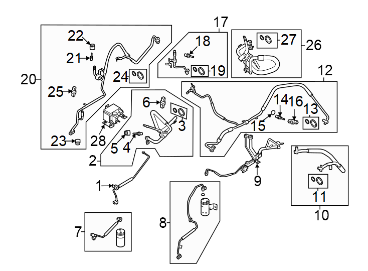 Diagram Air conditioner & heater. Compressor & lines. Condenser. for your 1998 Ford F-150 5.4L Triton V8 CNG M/T RWD XLT Extended Cab Pickup Fleetside 