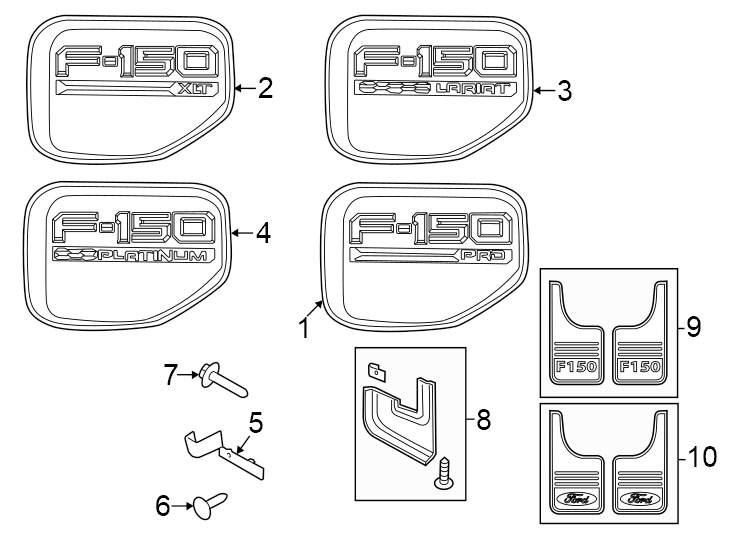 Diagram Fender. Exterior trim. for your 2022 Ford F-350 Super Duty   