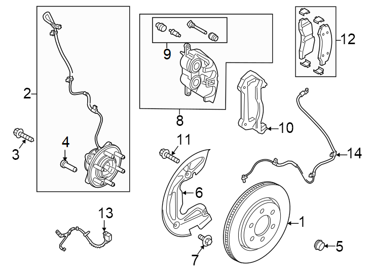 Diagram Front suspension. Brake components. for your 1996 Ford F-150   