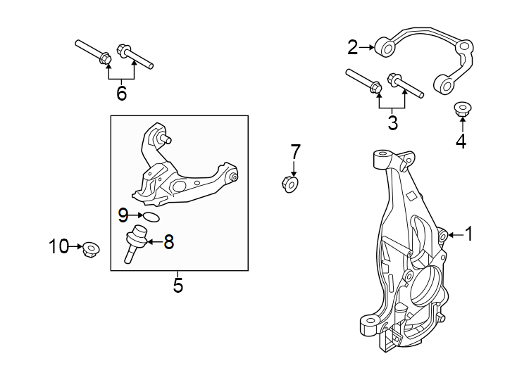 Diagram Front suspension. Suspension components. for your Ford