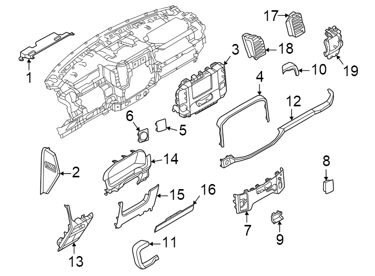 Diagram Instrument panel components. for your Ford F-150 Lightning  