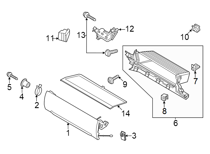 Diagram Instrument panel. Glove box. for your 2016 Ford F-150 2.7L EcoBoost V6 A/T 4WD XL Standard Cab Pickup Fleetside 