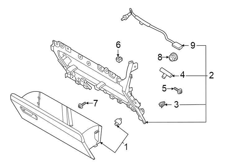 Diagram Instrument panel. Glove box. for your 2010 Lincoln MKZ   