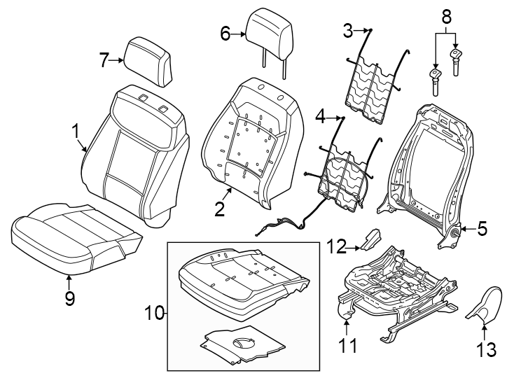 Diagram Seats & tracks. Passenger seat components. for your 2005 Ford Expedition   