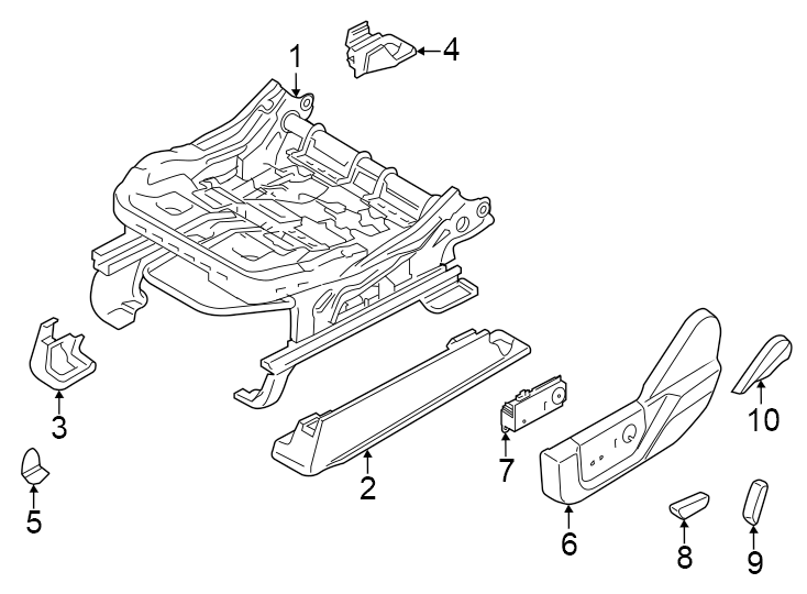 Diagram Seats & tracks. Tracks & components. for your 2012 Ford F-150 3.5L EcoBoost V6 A/T RWD XL Crew Cab Pickup Fleetside 