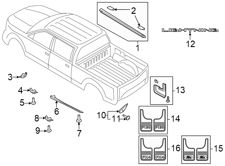 Diagram Pick up box. Exterior trim. for your 2007 Ford F-150 4.6L Triton V8 M/T 4WD XL Extended Cab Pickup Fleetside 