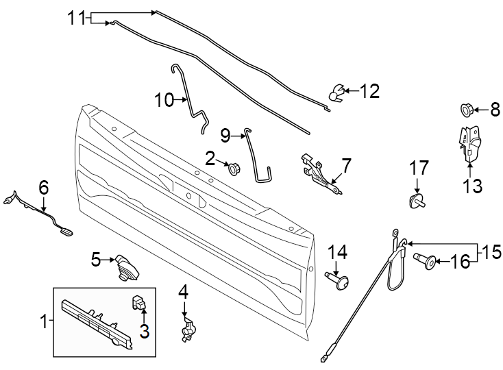 Diagram Tail gate. Lock & hardware. for your Ford Bronco  