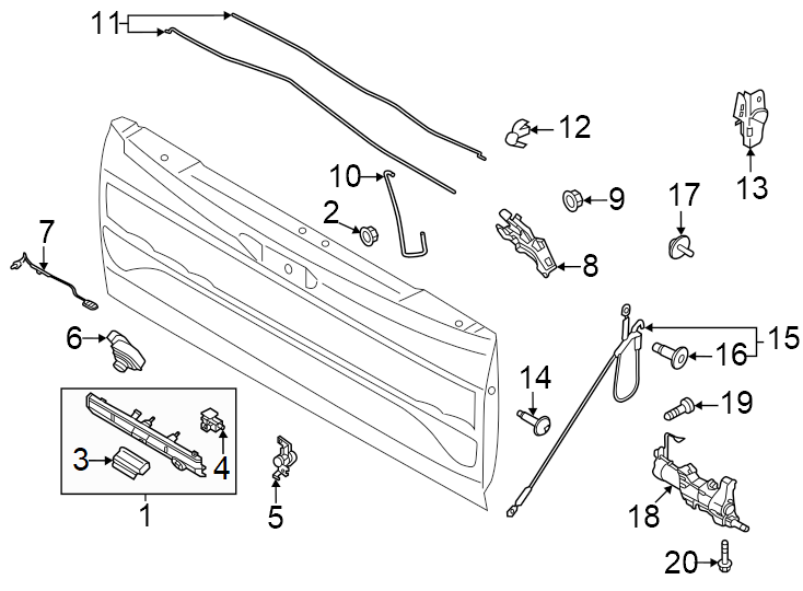 Diagram Tail gate. Lock & hardware. for your 2016 Lincoln MKZ Black Label Sedan 2.0L EcoBoost A/T FWD 