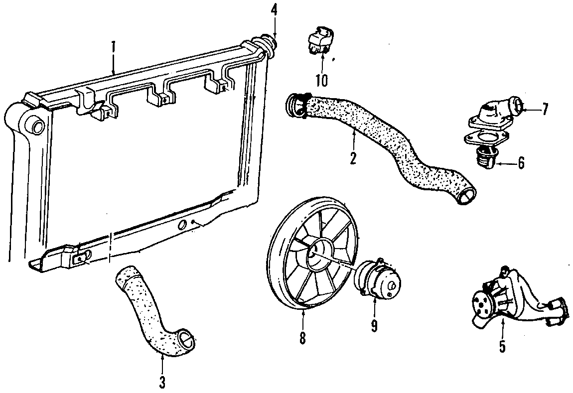 Diagram COOLING SYSTEM. COOLING FAN. RADIATOR. for your 1992 Chevrolet K3500  Cheyenne Standard Cab Pickup 6.5L V8 DIESEL A/T 