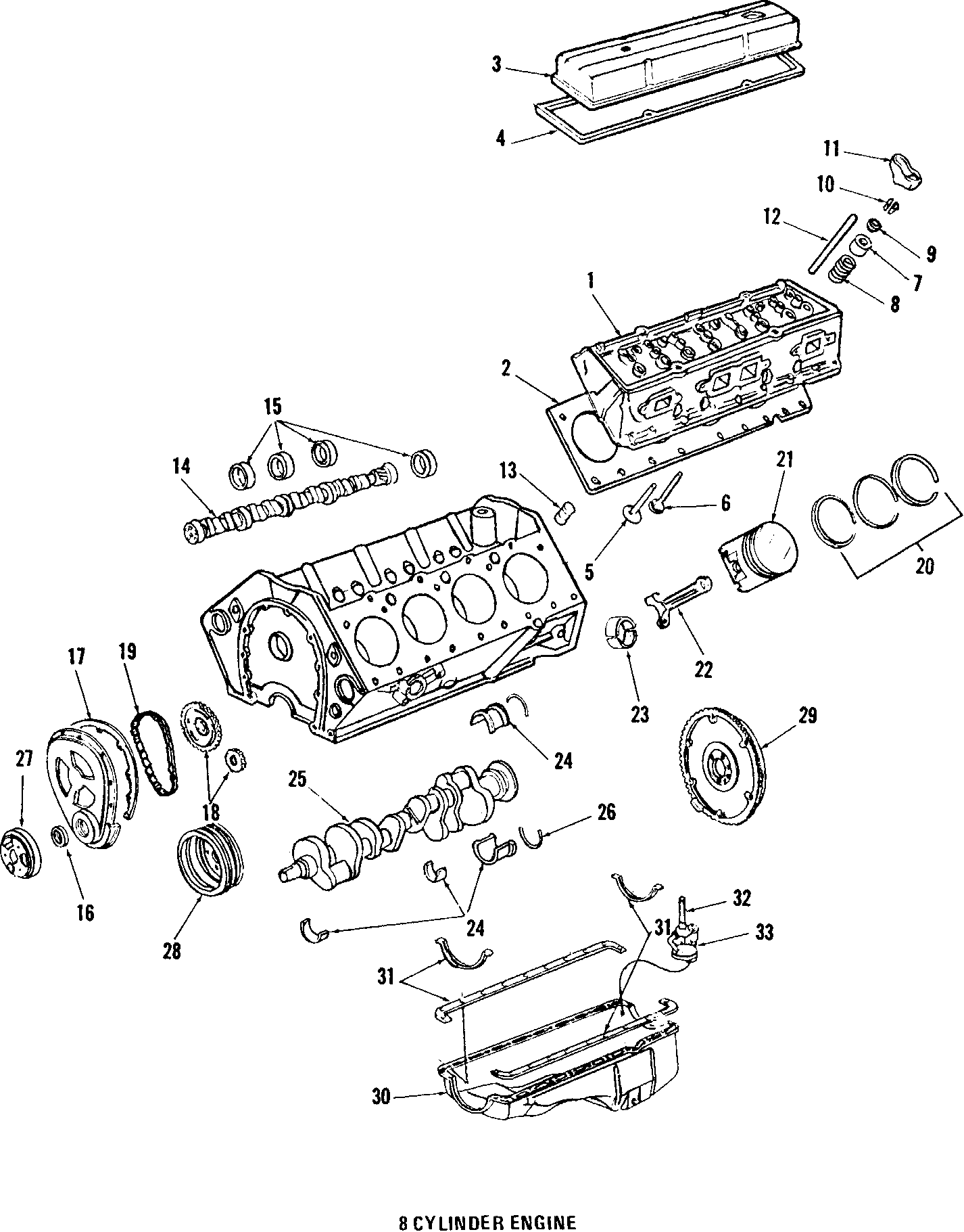 Diagram CAMSHAFT & TIMING. CRANKSHAFT & BEARINGS. CYLINDER HEAD & VALVES. LUBRICATION. PISTONS. RINGS & BEARINGS. for your Chevrolet