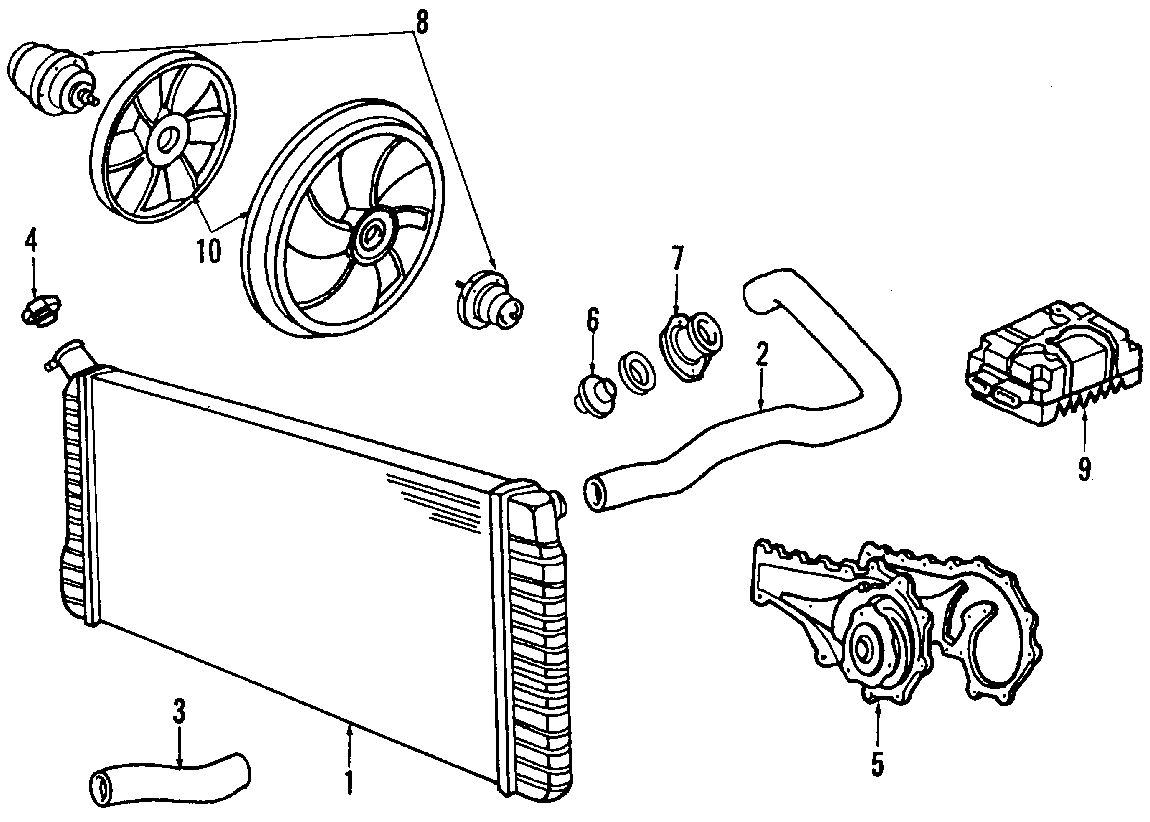 Diagram COOLING SYSTEM. COOLING FAN. RADIATOR. WATER PUMP. for your Chevrolet