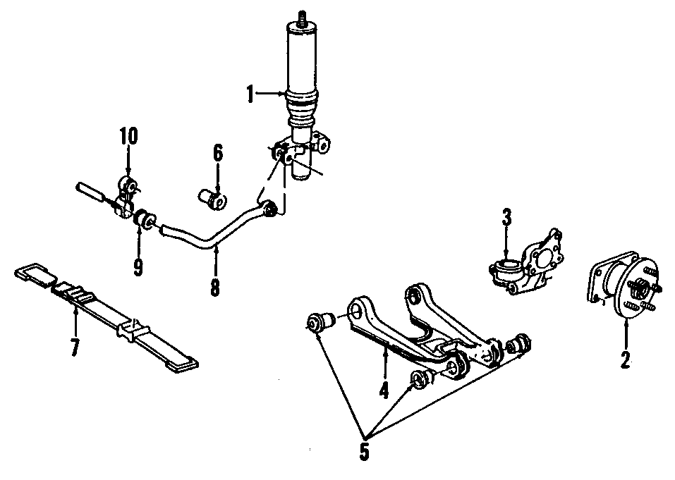 REAR SUSPENSION. LOWER CONTROL ARM. STABILIZER BAR. SUSPENSION COMPONENTS.