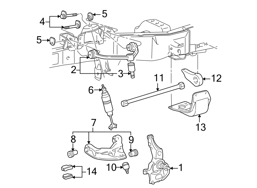 Diagram FRONT SUSPENSION. SUSPENSION COMPONENTS. for your Ford