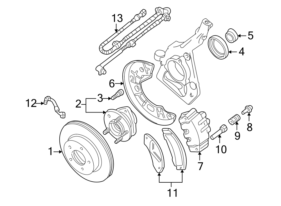 Diagram FRONT SUSPENSION. BRAKE COMPONENTS. for your 2014 Ford F-150 3.7L V6 CNG A/T 4WD XL Standard Cab Pickup Fleetside 