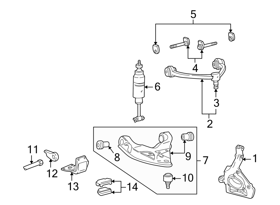 Diagram FRONT SUSPENSION. SUSPENSION COMPONENTS. for your Ford