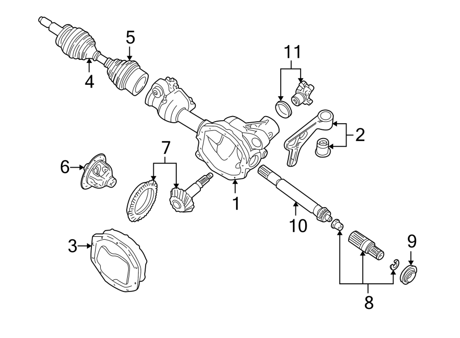 Diagram FRONT SUSPENSION. CARRIER & FRONT AXLES. for your 1996 Ford Ranger   