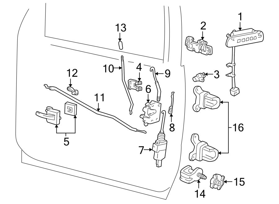 Diagram DOOR. LOCK & HARDWARE. for your Ford