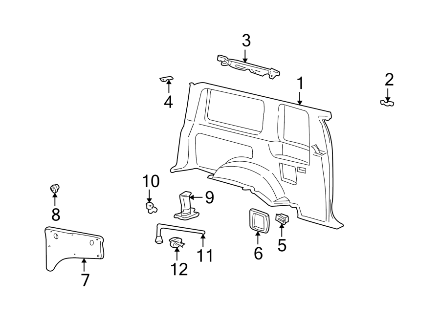 Diagram QUARTER PANEL. INTERIOR TRIM. for your 1998 Ford F-150 4.2L Triton V6 A/T RWD  