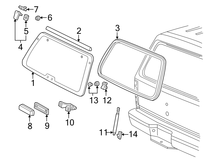 Diagram LIFT GATE. GLASS & HARDWARE. for your 2009 Mercury Mountaineer   