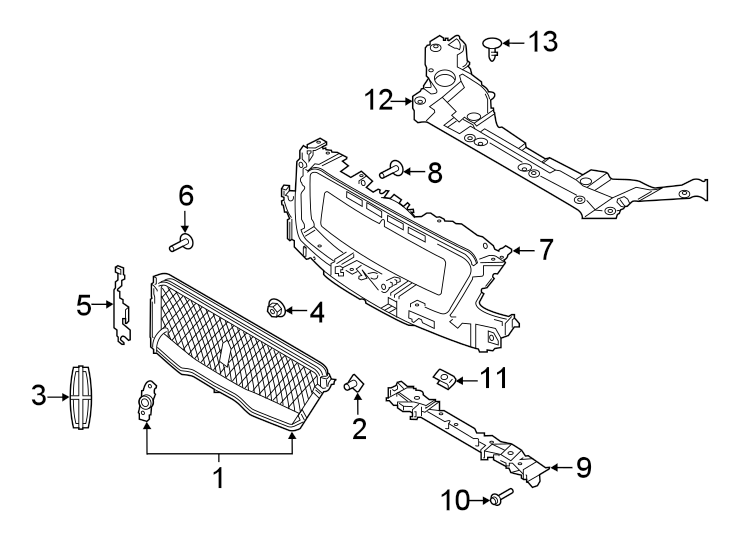 Diagram FRONT BUMPER & GRILLE. GRILLE & COMPONENTS. for your 2010 Lincoln MKZ   