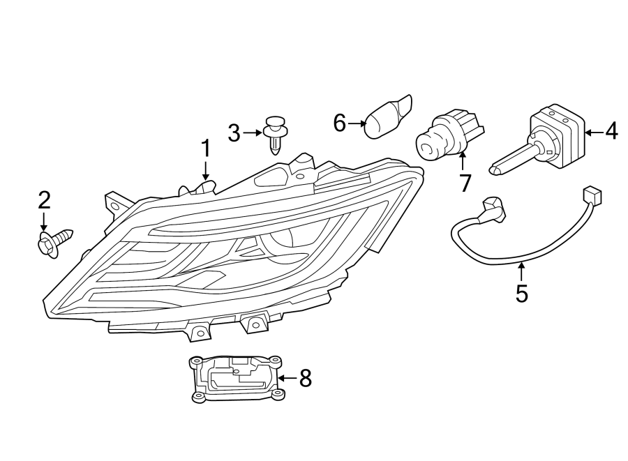 FRONT LAMPS. HEADLAMP COMPONENTS. Diagram