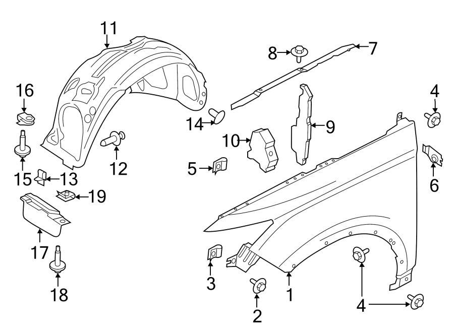 Diagram FENDER & COMPONENTS. for your 2022 Ford E-Transit   