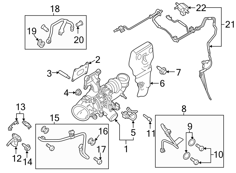 Diagram ENGINE / TRANSAXLE. TURBOCHARGER & COMPONENTS. for your 2019 Lincoln MKZ Reserve I Sedan  