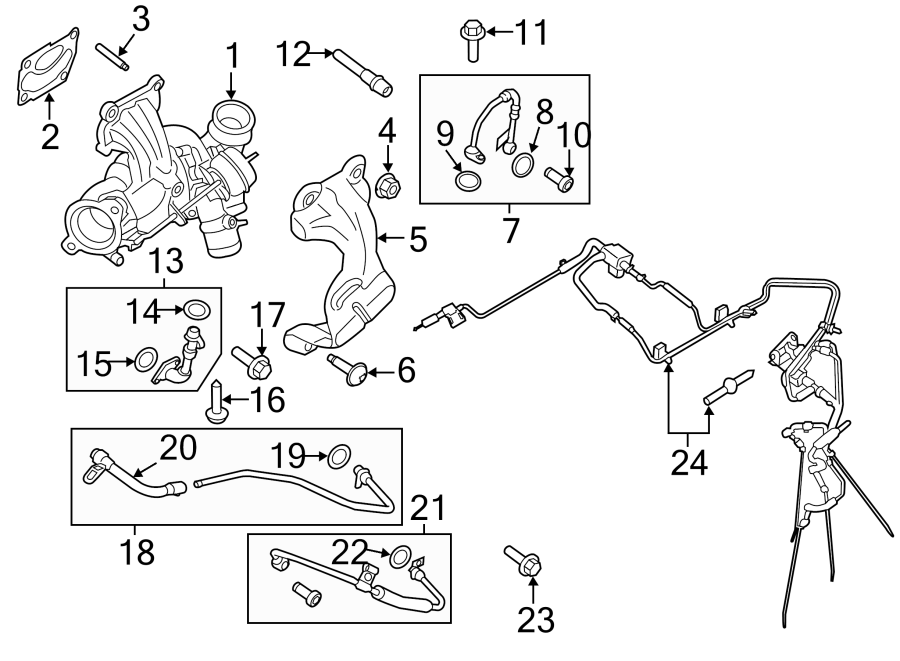 Diagram ENGINE / TRANSAXLE. TURBOCHARGER & COMPONENTS. for your 2019 Lincoln MKZ Reserve I Sedan  