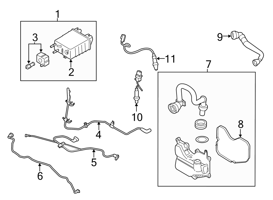 Diagram EMISSION SYSTEM. EMISSION COMPONENTS. for your Ford Edge  