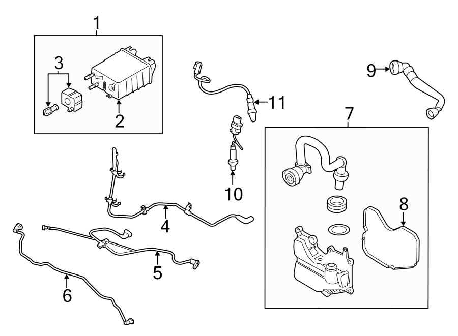 Diagram EMISSION SYSTEM. EMISSION COMPONENTS. for your Ford Edge  