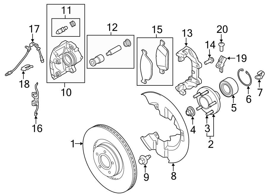 Diagram FRONT SUSPENSION. BRAKE COMPONENTS. for your 2018 Lincoln MKZ   