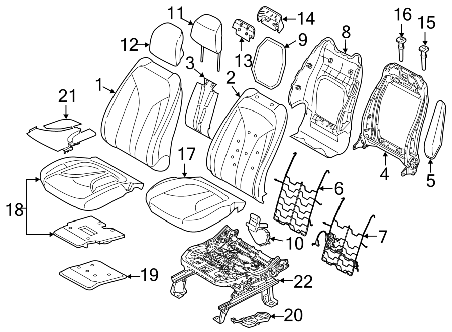 Diagram SEATS & TRACKS. FRONT SEAT COMPONENTS. for your 2007 Ford Expedition   