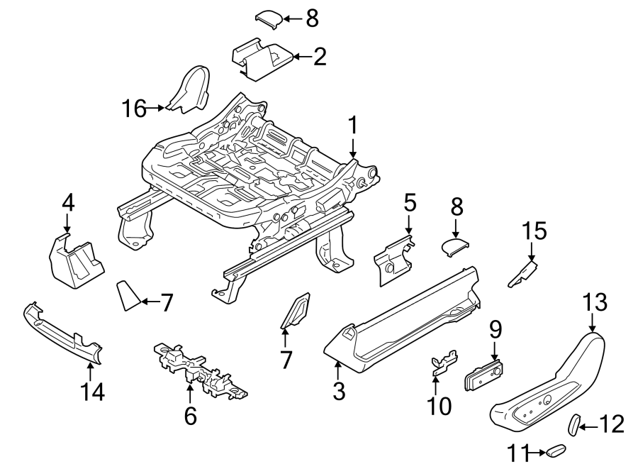 Diagram SEATS & TRACKS. TRACKS & COMPONENTS. for your 2009 Ford F-150 4.6L V8 A/T 4WD XL Extended Cab Pickup Fleetside 