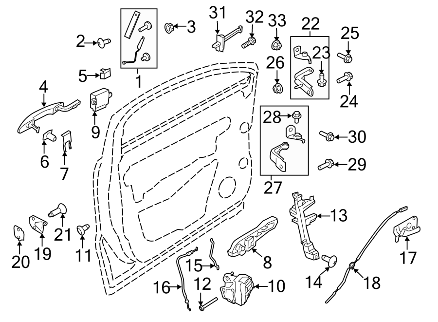 Diagram FRONT DOOR. LOCK & HARDWARE. for your 2007 Lincoln MKZ   