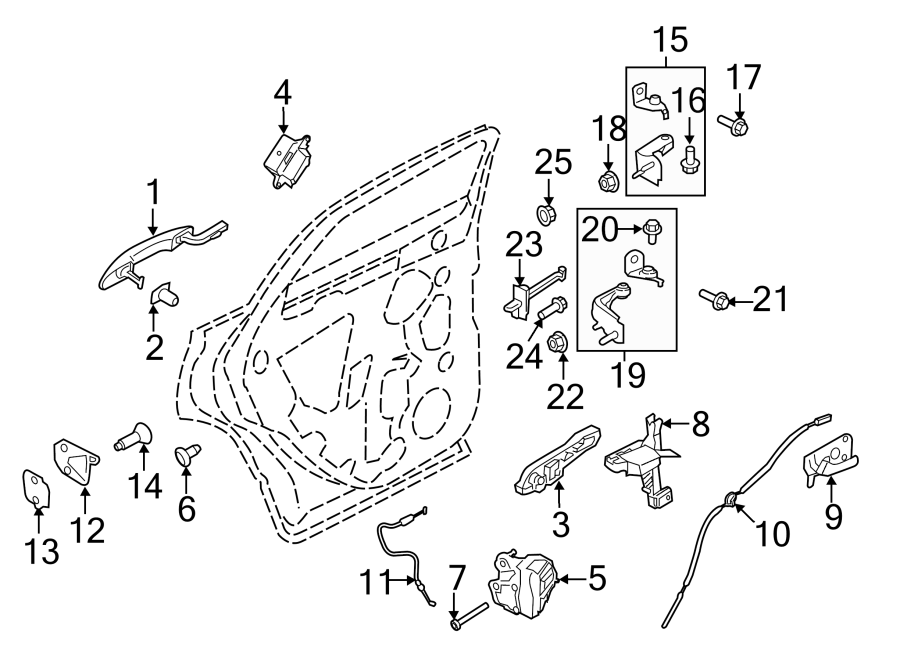 Diagram REAR DOOR. LOCK & HARDWARE. for your 2019 Ford F-150 2.7L EcoBoost V6 A/T RWD Lariat Crew Cab Pickup Fleetside 