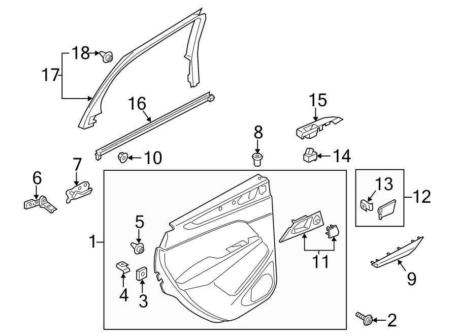 Diagram REAR DOOR. INTERIOR TRIM. for your Lincoln MKC  