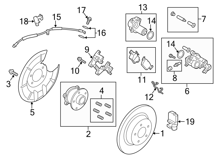 Diagram REAR SUSPENSION. BRAKE COMPONENTS. for your 2015 Lincoln MKZ Base Sedan  